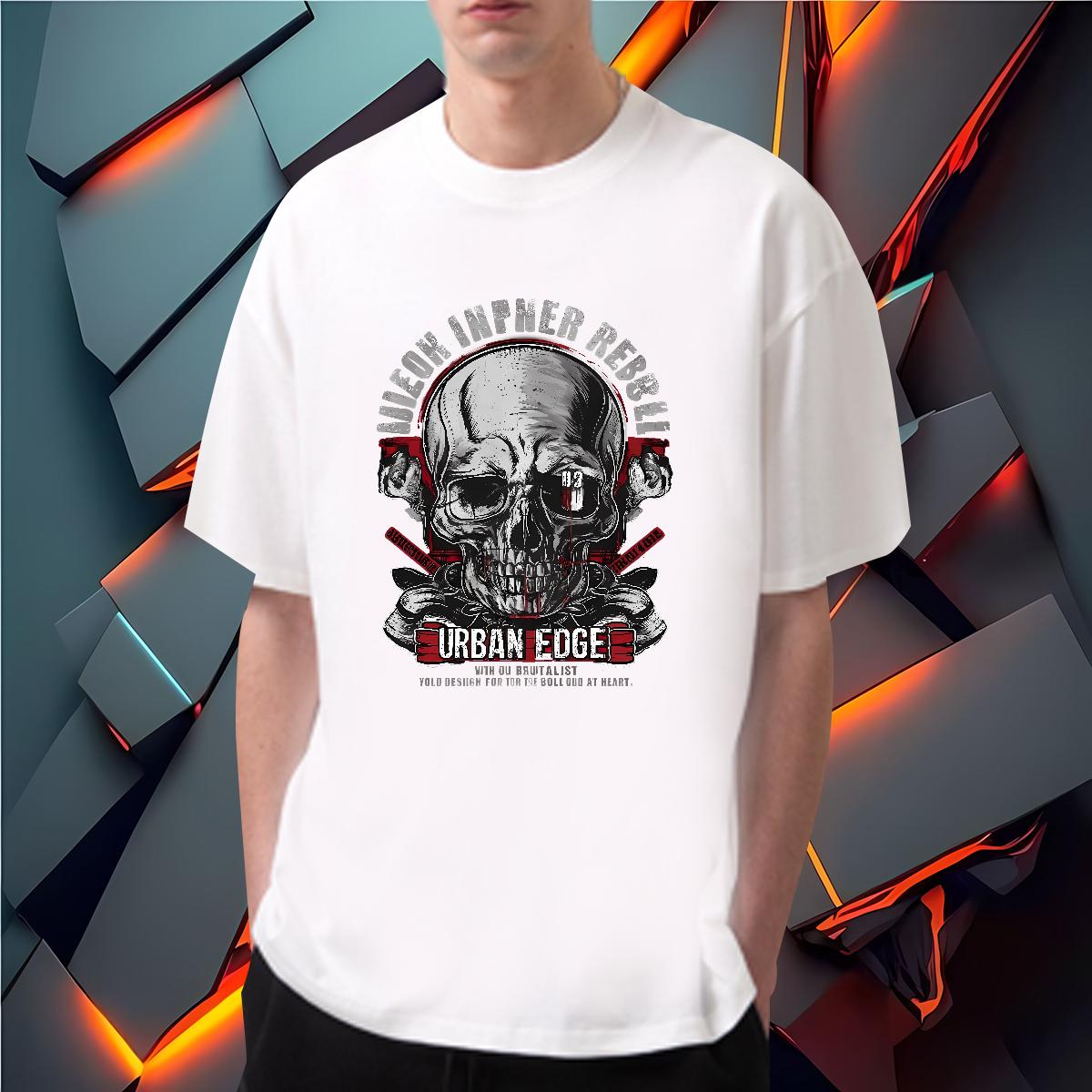 Designer T Shirt For Man Skeleton 230g 100% Cotton White Plus Size Home Outdoor Mens Tshirts Short sleeve Cotton Soft Brand