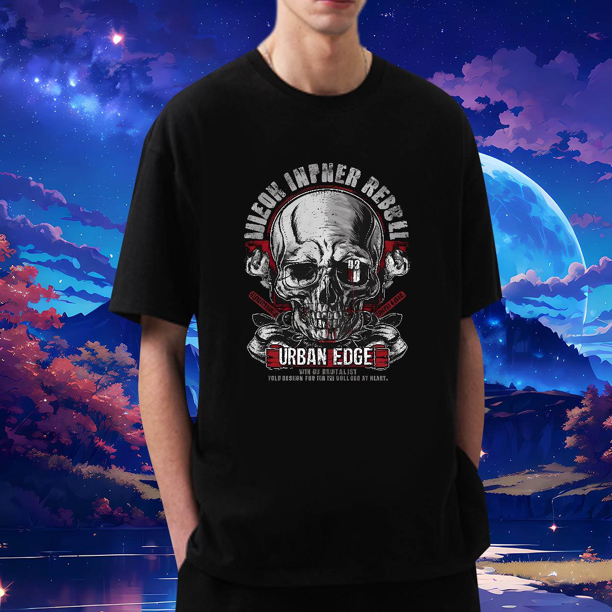 DIY Customized T shirt Skeleton 100% Cotton 230g Oversized Sport Mens Tshirts Breathable Crew Neck Popular