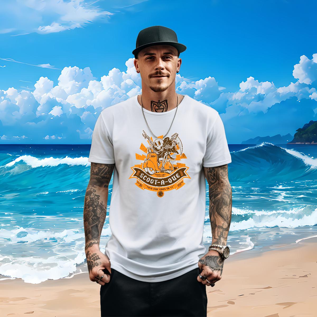 Loose Fit T Shirts Men Skeleton 230g Cotton Home Outdoor Cotton Breathable Men Clothes T-Shirt New Designer Cartoon Print Tees