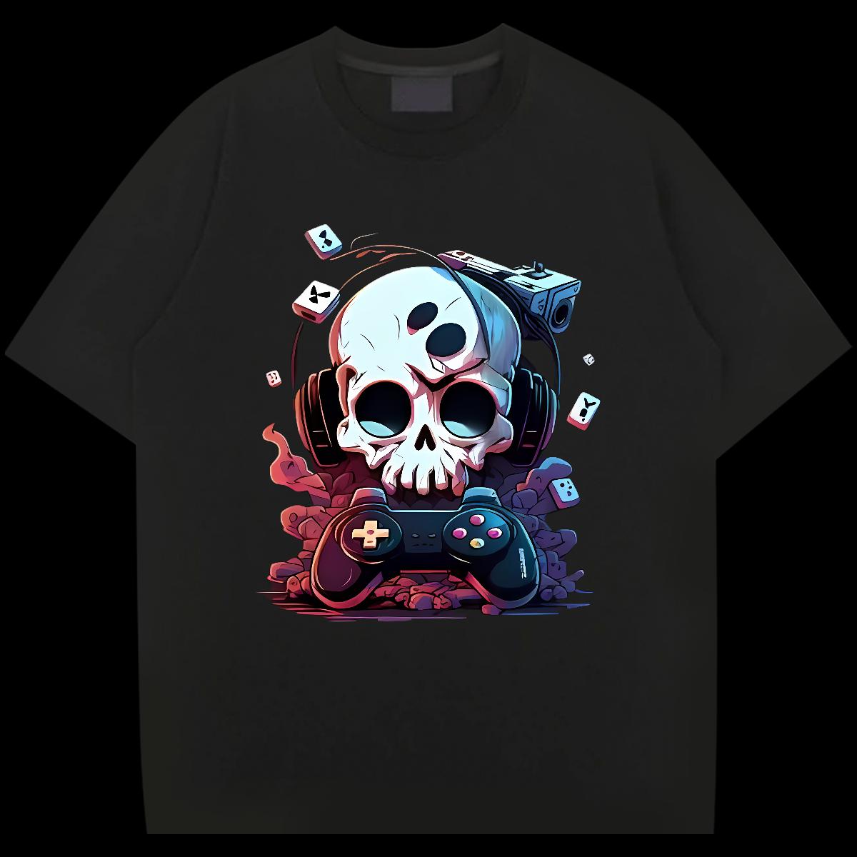 DIY Customized T Shirts Men Skeleton 100% Cotton 230g Oversized Couples T Shirts Anime Printing Street Cotton Breathable Cool Polos