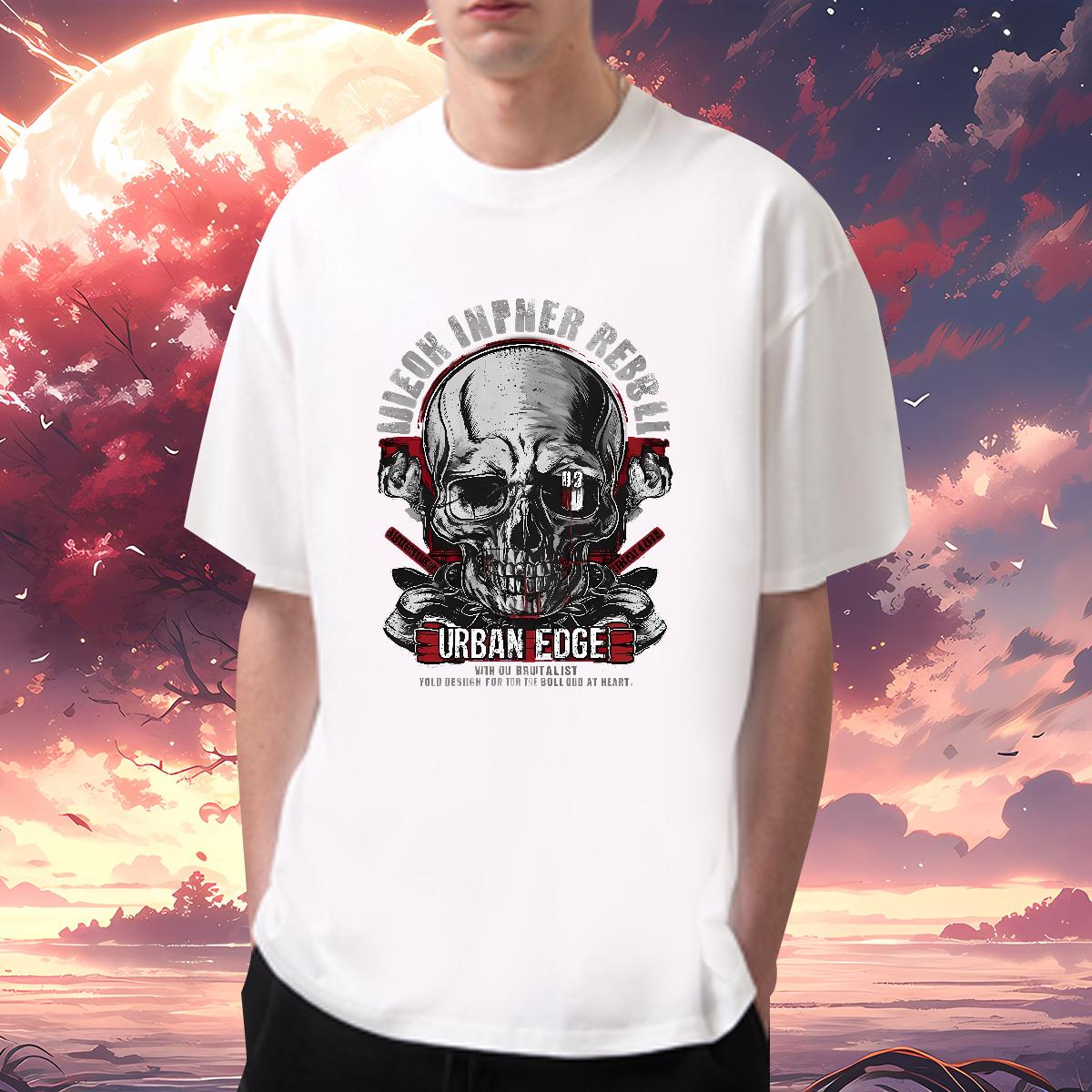 Loose Men Tops Tees Skeleton 100% Cotton 230g Cotton O Neck Short Sleeves Summer Casual T shirt Custom Printed New Designer Tshirts