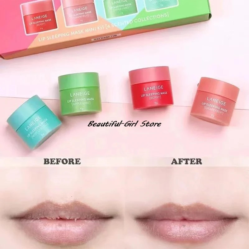 4Pcsset Lip Care Sleep Lip Mask Set Women And Mens Moisturizing And Repairing Lip Lines Lipstick Nourishes And Smoothes Lips 240708