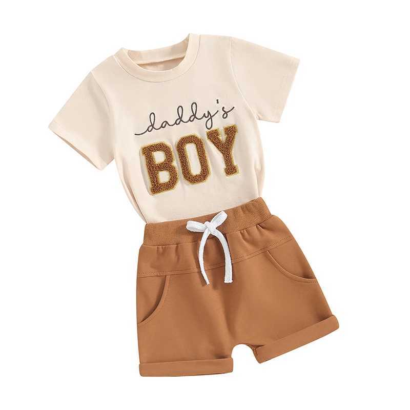 Clothing Sets Toddler Baby Boy Clothes Daddy Mama s Boy Short Sleeve T-Shirt Elastic Waist Shorts Set Summer Outfit