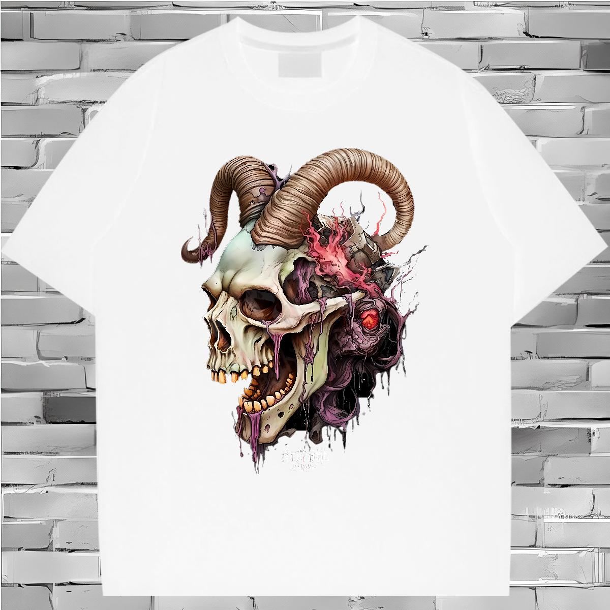 Classic Man T Shirts Skeleton 100% Cotton 230g Street Casual Breathable Short Sleeve Men Tshirts Fashion Customized Polos