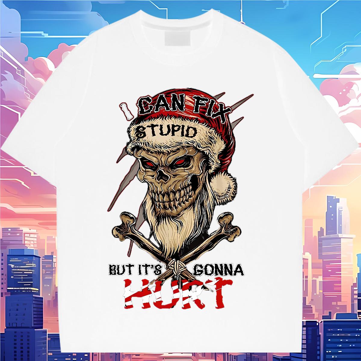 2024 Summer T-Shirts Skeleton 230g 100% Cotton Cartoon Printing S-4XL Street Casual Tshirt for Man Woman Crew Neck Cotton Breathable Designer