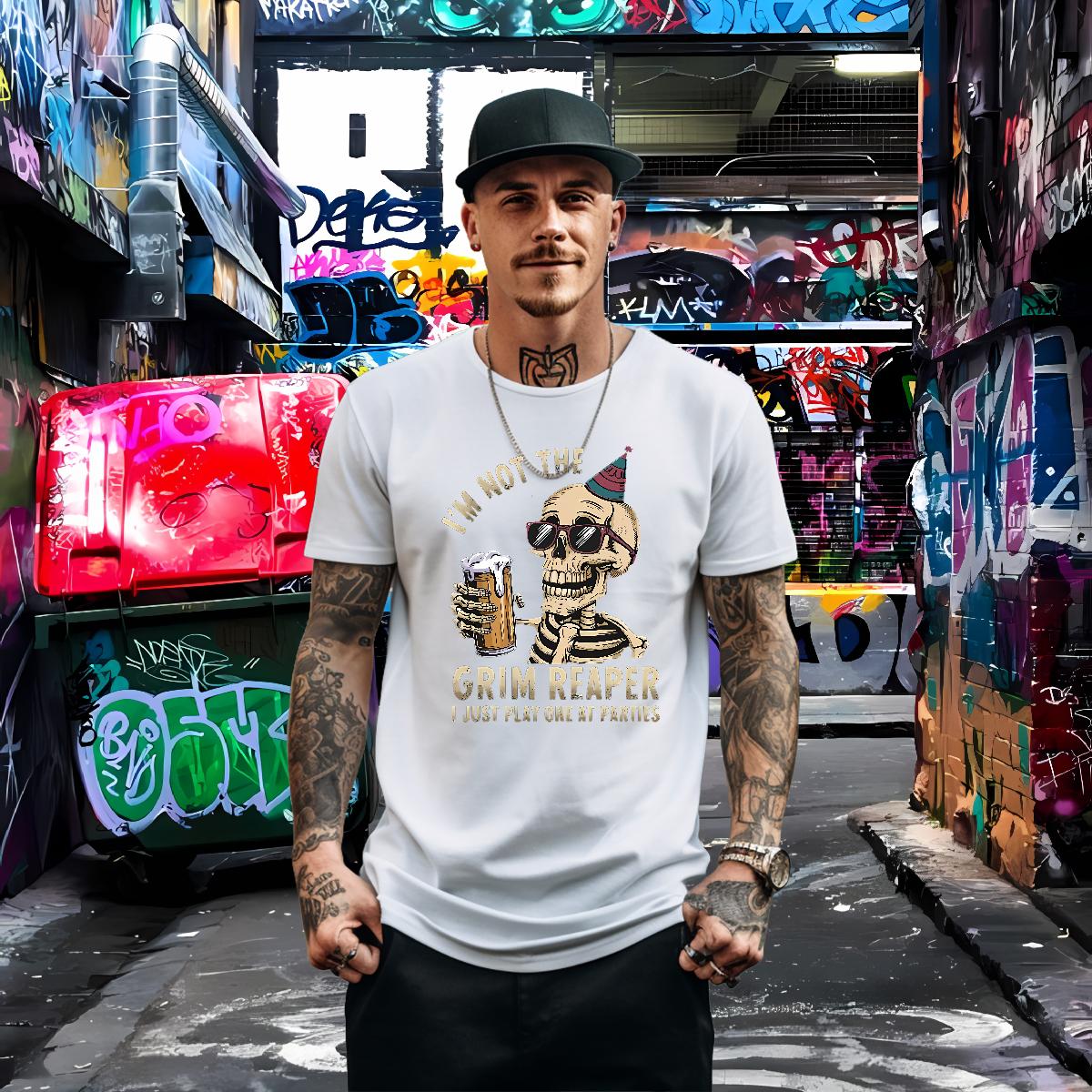 Wholesale Men T Shirts Skeleton 230g 100% Cotton Sport Short Sleeve Cotton O-Neck Tshirt for Man Woman Stylist Anime Print Tee Shirt