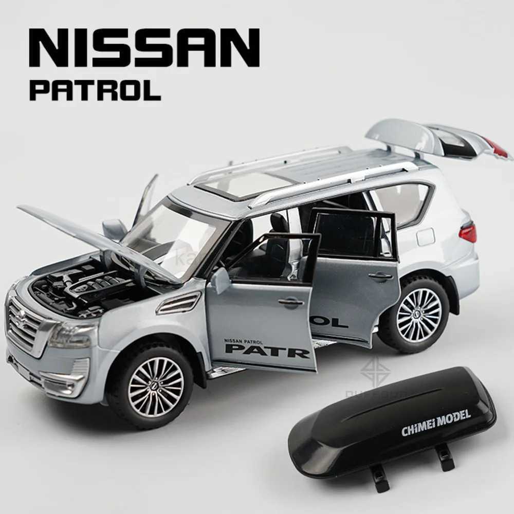 1 32 Nissan Patrol Alloy Diecast Y62 Toy Car Model With Travel Rack Sound And Light Pull Back Vehicle Collection Childrens ToysM240717