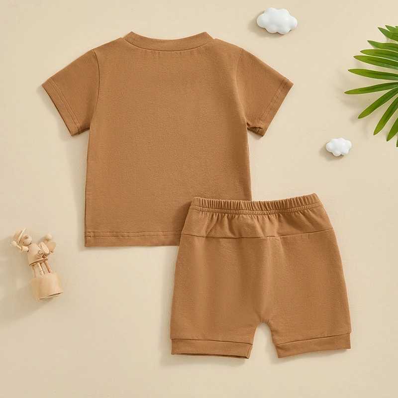 Clothing Sets Toddler Boys Summer Costume Outfit Fuzzy Letter Embroidered Short Sleeve T-Shirts Tops and Shorts 2Pcs Kids Clothes Set