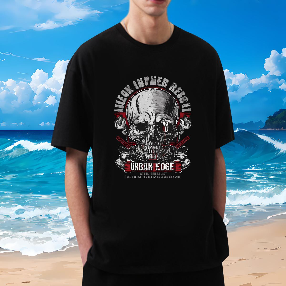 DIY Customized T Shirts Men Skeleton 230g Cotton Oversized 3XL 4XL Tshirt for Man Woman Spring Summer Breathable Crew Neck Cotton Loose Fit Tees