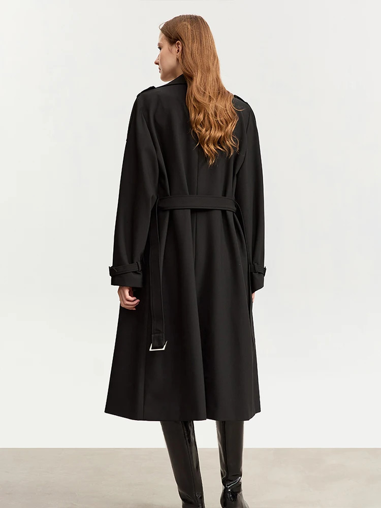 AMII Minimalist Army Wind Trench Coat For Women Long Winter Outerwear Double Breasted Belt Korean Version Coat 12323083 240716