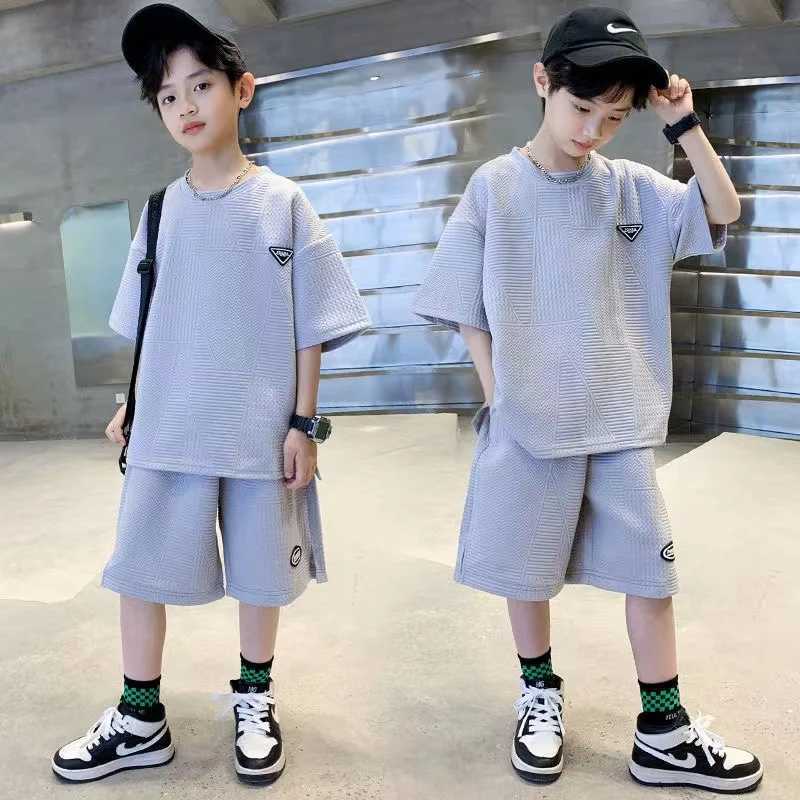Clothing Sets Summer Toddler Short Sleeves Shorts Set Baby Boys Cotton Pullover T-shirt+Shorts Two-piece Suit4 6 8 10 11 14Y Kids Outfits