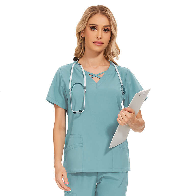 Niaa Hinn Zip Up Scrub Set New Arrival Gentle Wind Non-ironing High Elasticity Temperament Business Affairs Versatile Loose Sexy Temperament Waist Lin
