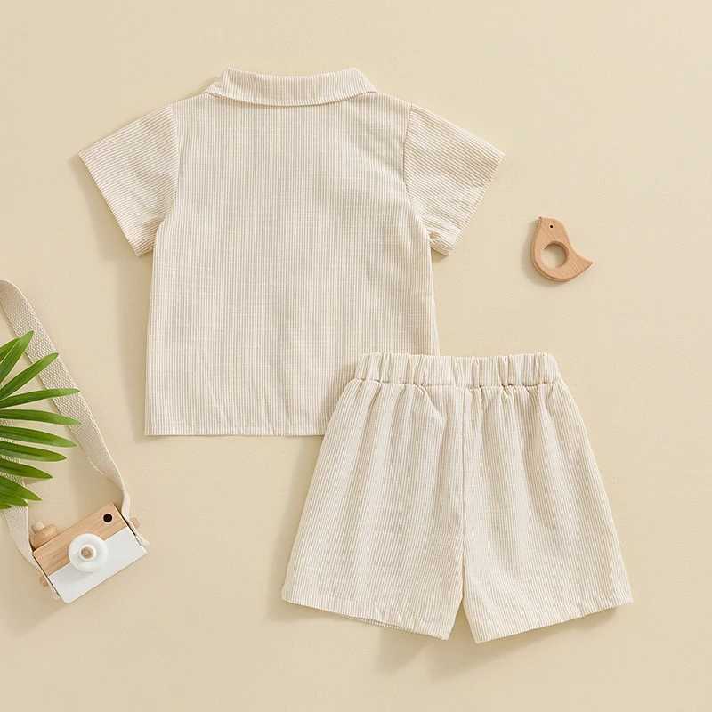 Clothing Sets Toddler Kid Baby Boy Summer 2Pcs Outfit Stripe Print Short Sleeve Button Down Shirt with Elastic Waist Shorts