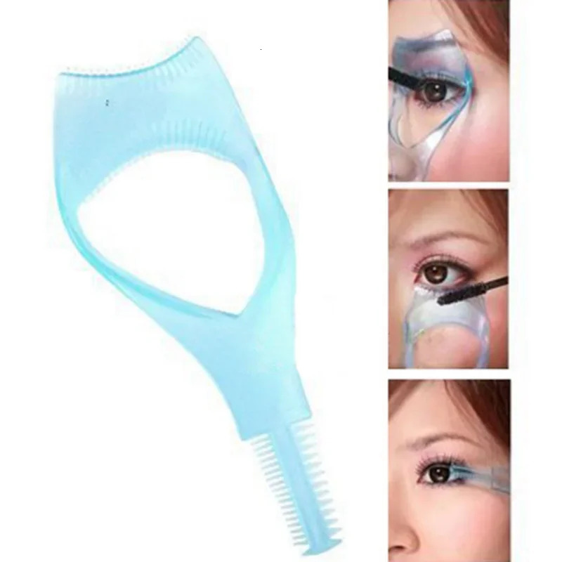 3 in 1 makeup eyelash mask goggles eye black applique comb eyelash curl makeup brush curl eye makeup template pink 240715