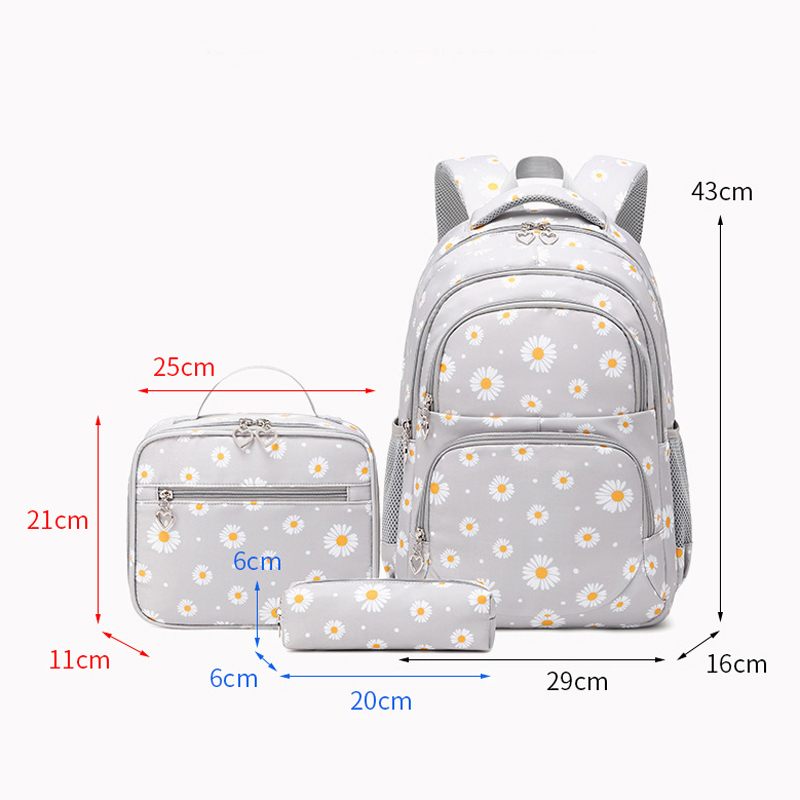 3 Pcs Set Children's Backpacks Cute Student School Bag for Girls Waterproof School bags With Lunch bag Pencil Case
