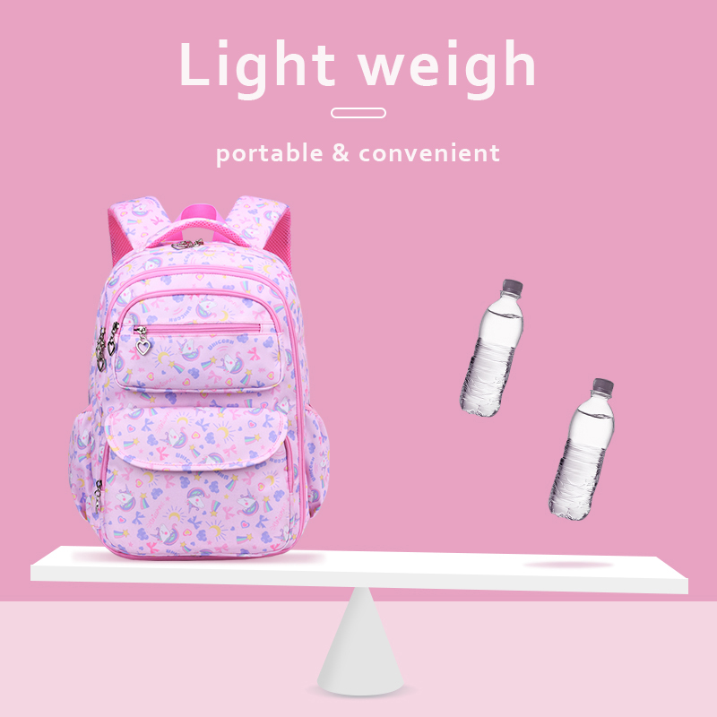 Kids School Girls Backpack Light Weight Durable Cute Multi Compartment Elementary Students Bookbag for Children 6628