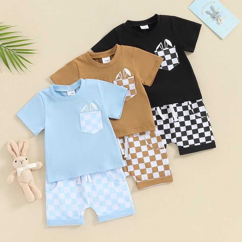 Clothing Sets 2024 Toddler Summer Boy Outfits Cotton Short Sleeve T-shirt Plaid Shorts Clothes For Baby Casual Breathable Clothes Set