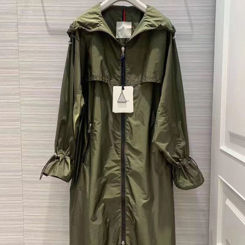 Womens windbreaker long designer hoodie pop sunbreaker Slim waisted men's long coat spring and summer fashion high waisted jacket