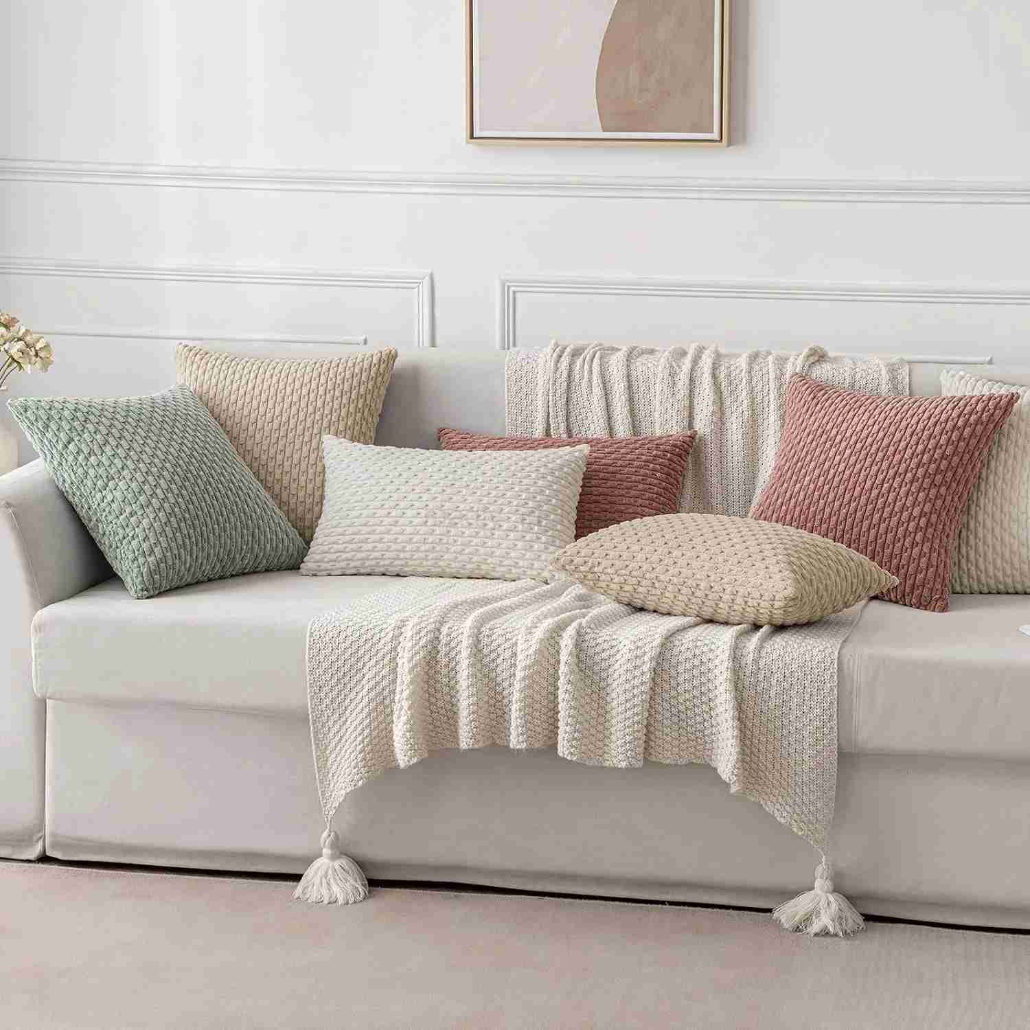 Striped Throw pillow Cover 18x18 Inch Beige Boho Corduroy Cushion Cover From Sofa Living Room Modern Home pillowcase Home DecroM240717