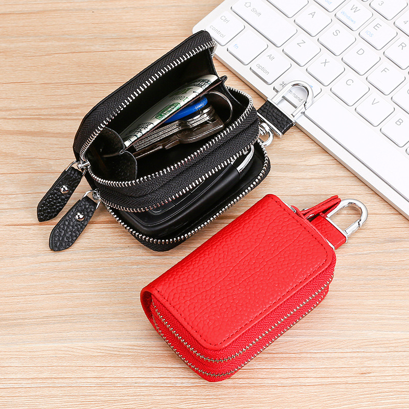 Genuine Leather Key Wallet Keychain Zipper Men Car Key Holder Case Housekeeper Pouch Bag High Quality Designer Key Purse Women