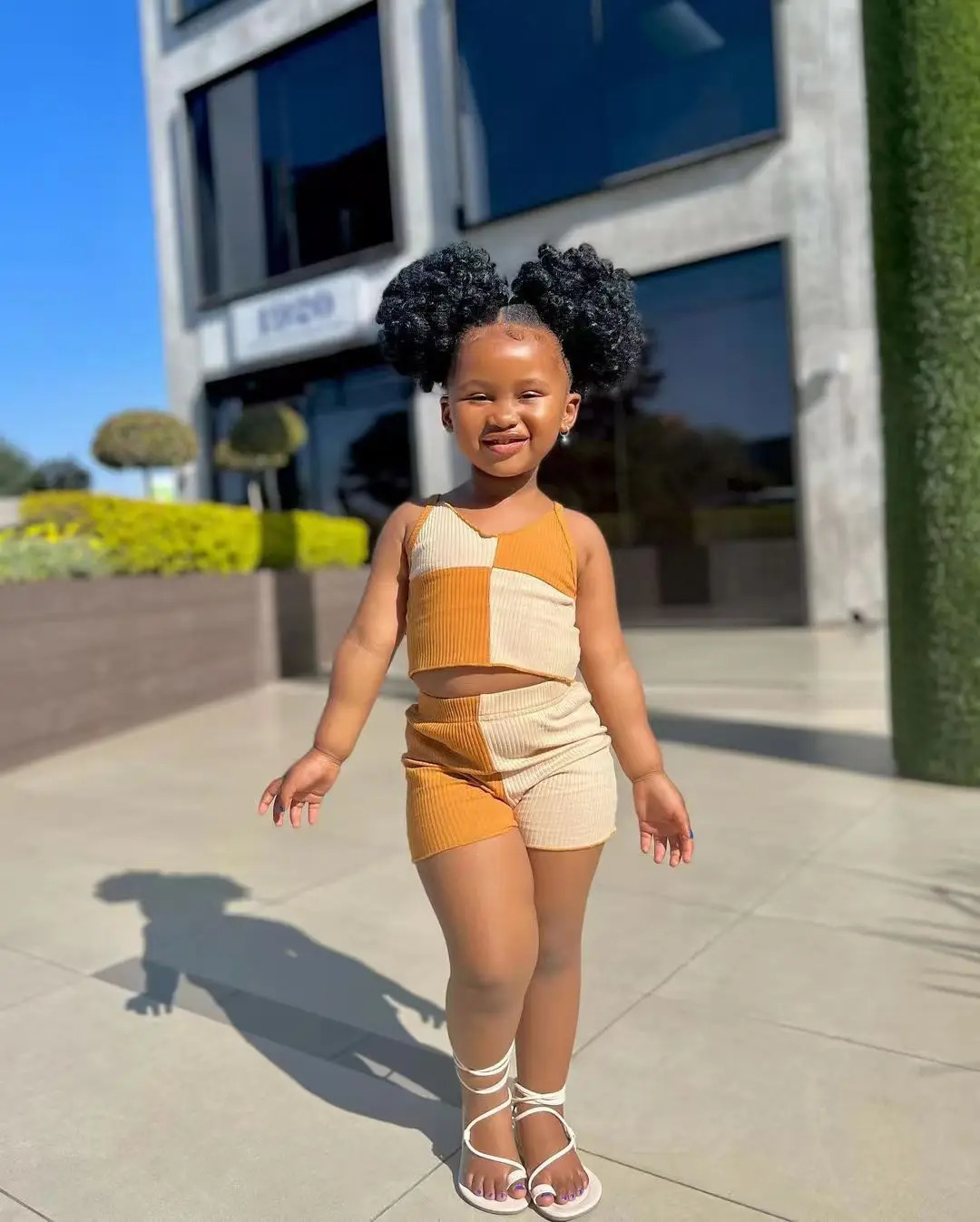 Kids Baby Childrens and girls clothing Summer color matching sleeveless suspenders backless shorts vest Casual set Age 3-8 240709