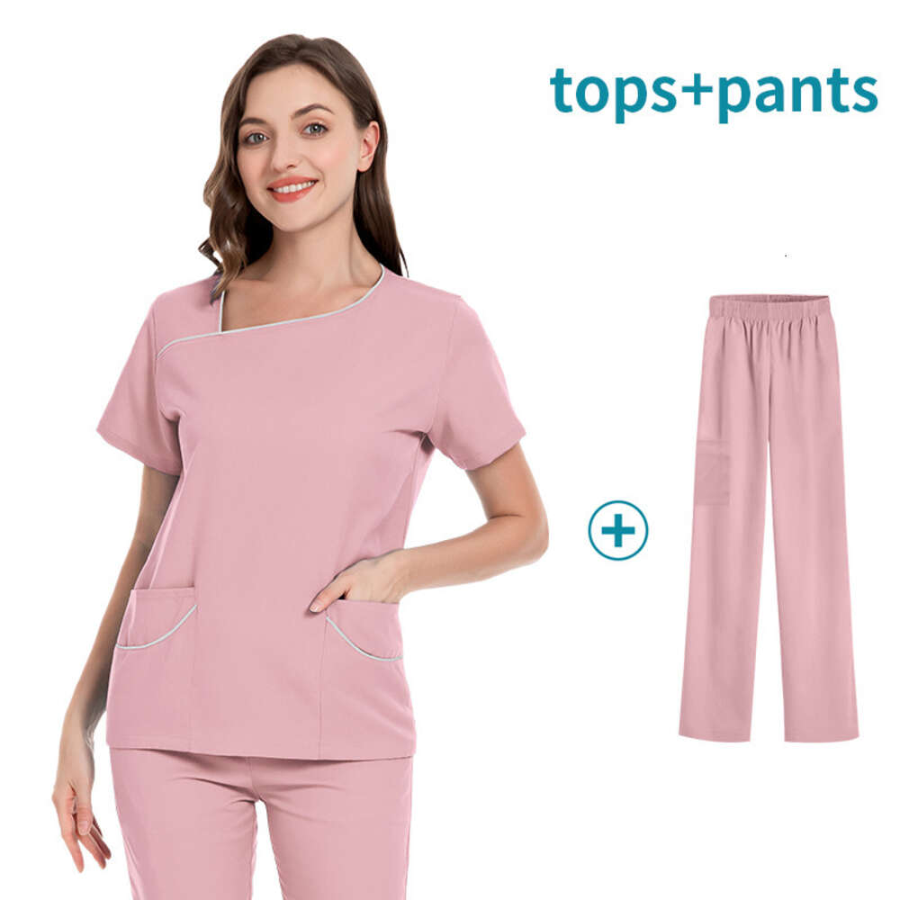 Scrub Set New Product Long Non-ironing Gentle Wind High Elasticity French Solid New Pattern Temperament Ventilation Waist Bifurcated Loose Sexy Short