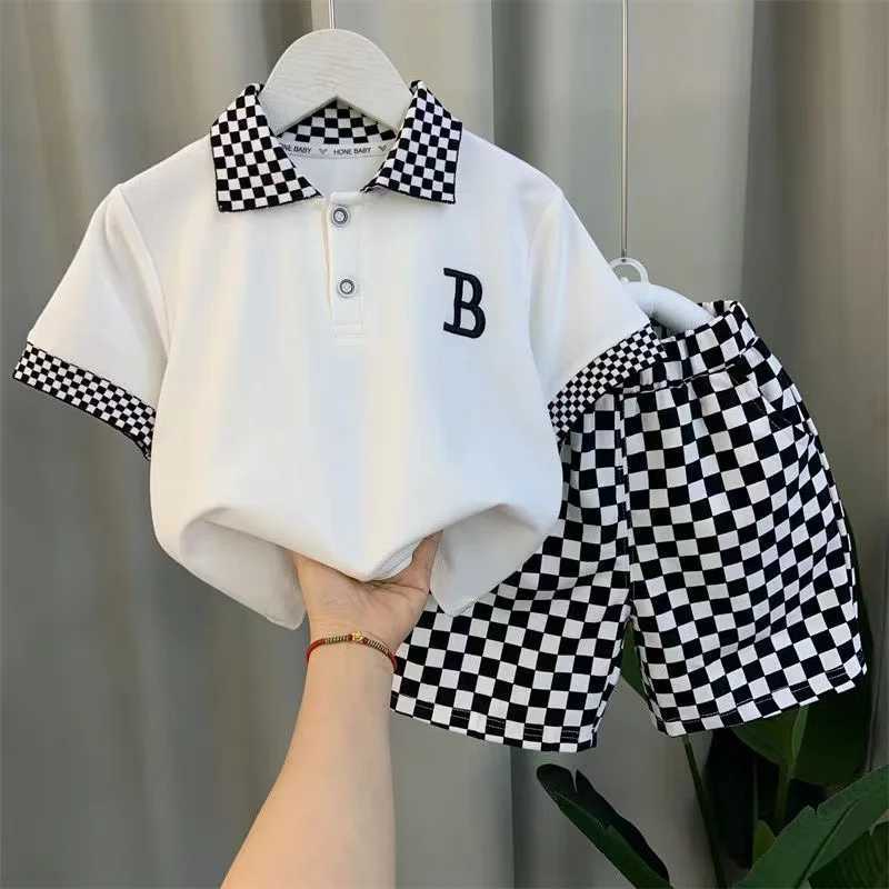 Clothing Sets Boys Summer Cool Polo Shirt Set New Childrens Fashionable Short sleeved Boys Baby Summer Clothes Explosive Street Clothes