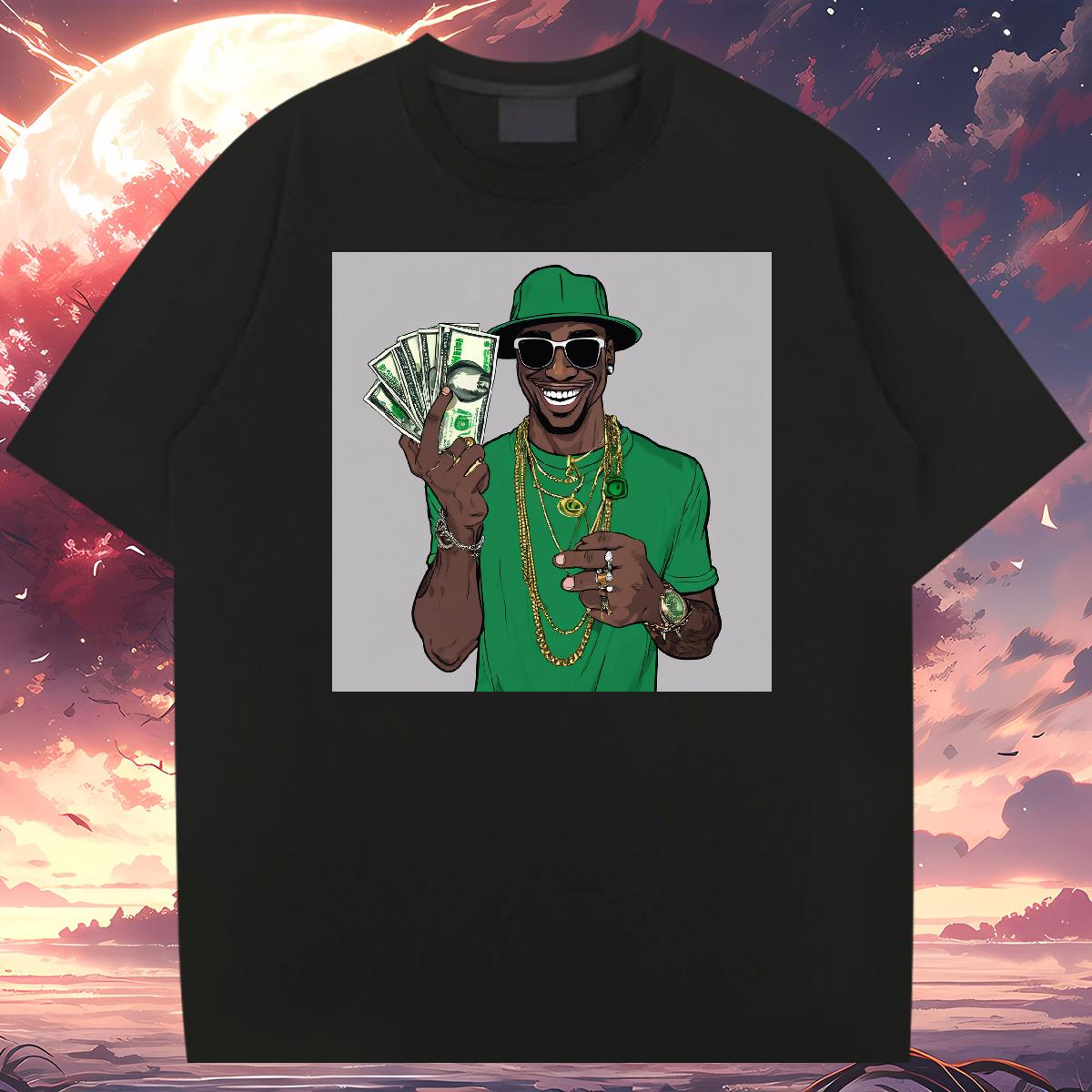 2024 Man T Shirts XH 230g 100% Cotton Cartoon Print Men Tees Daily Wear Cotton Breathable Short Sleeve Soft Tops Shirt