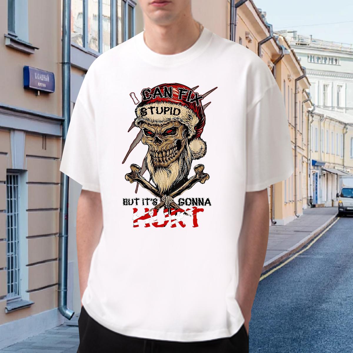 Fashion Design T shirt Skeleton 230g Cotton Custom Printing Men Tops Tees Street Cotton Breathable 5A Tshirts