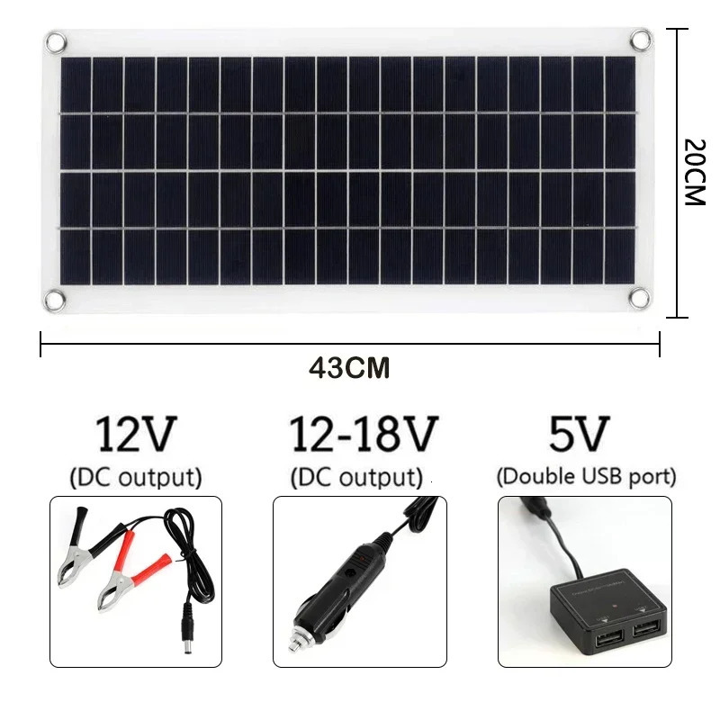 1000W Solar Panel 12V Cell 100A 30A 60A Controller Charge for Phone RV Car MP3 PAD Charger Outdoor Battery Supply 240711