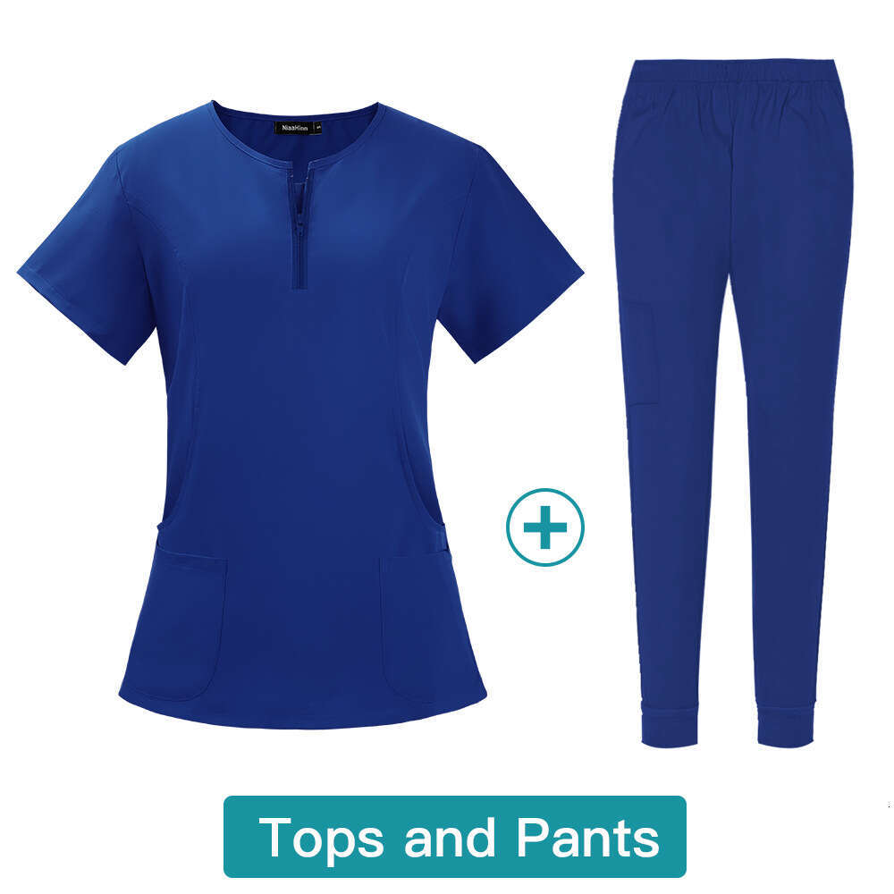Niaa Hinn Scrub Set Zip Up New Arrival French Gentle Wind Popular Temperament Sexy Loose Linen