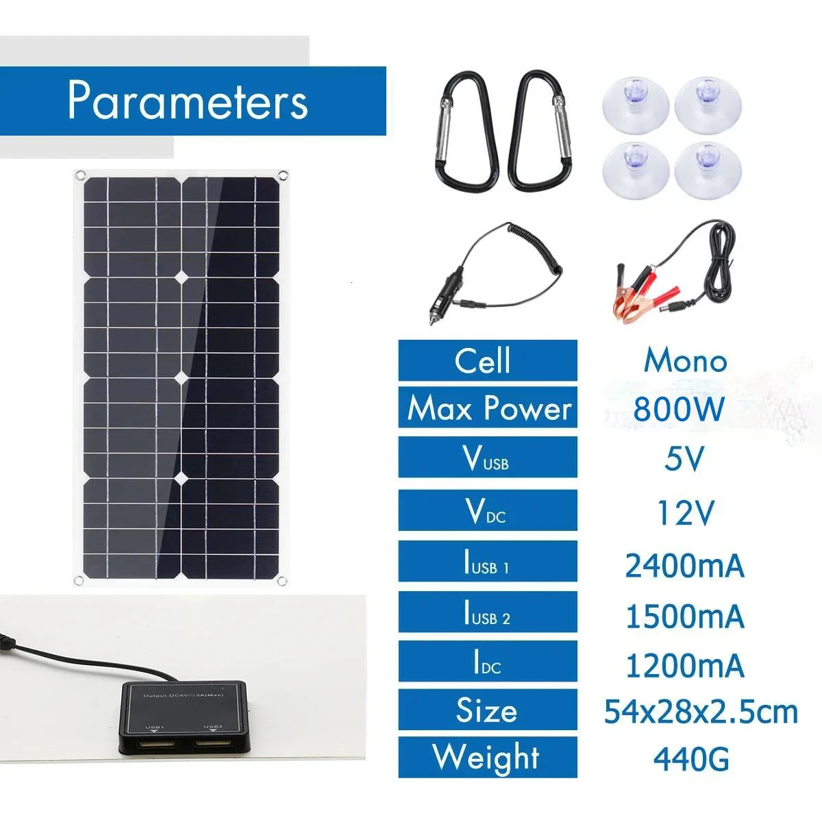800W Solar Panel Power Bank Battery Kit Complet Camping 12V18V Controller Camper Accessories Charge Mobile Phone 240711