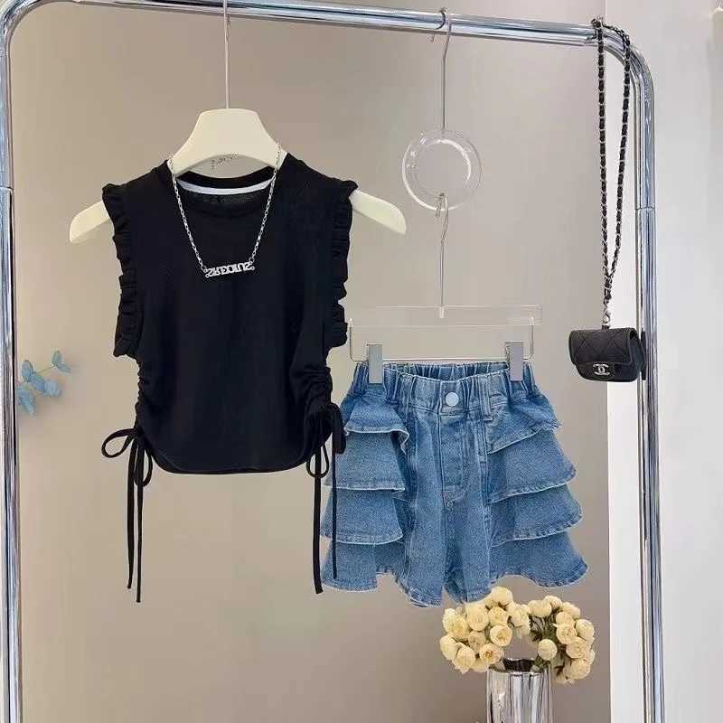 Clothing Sets Girls Clothing Suit Children Short-Sleeved Shirt +Skirt 2Pcs Sets Baby Fashion Summer Outfits 3-13 T New 2024 Kids Outfits
