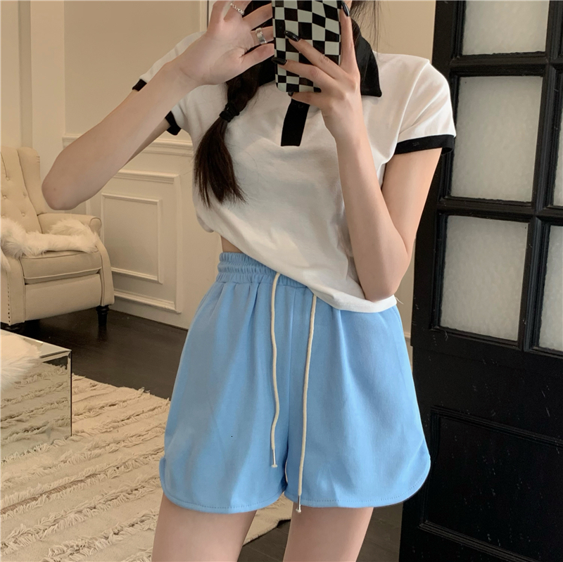 Trimming shape slimming loose sports pants versatile casual straight leg drawstring shorts