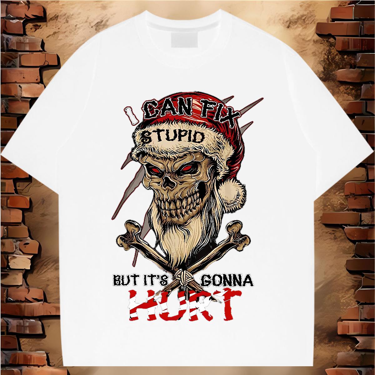 Popular T shirt Skeleton 230g Cotton Summer Casual Breathable Crew Neck Tshirts Brand Oversized 3XL 4XL Tees Shirts