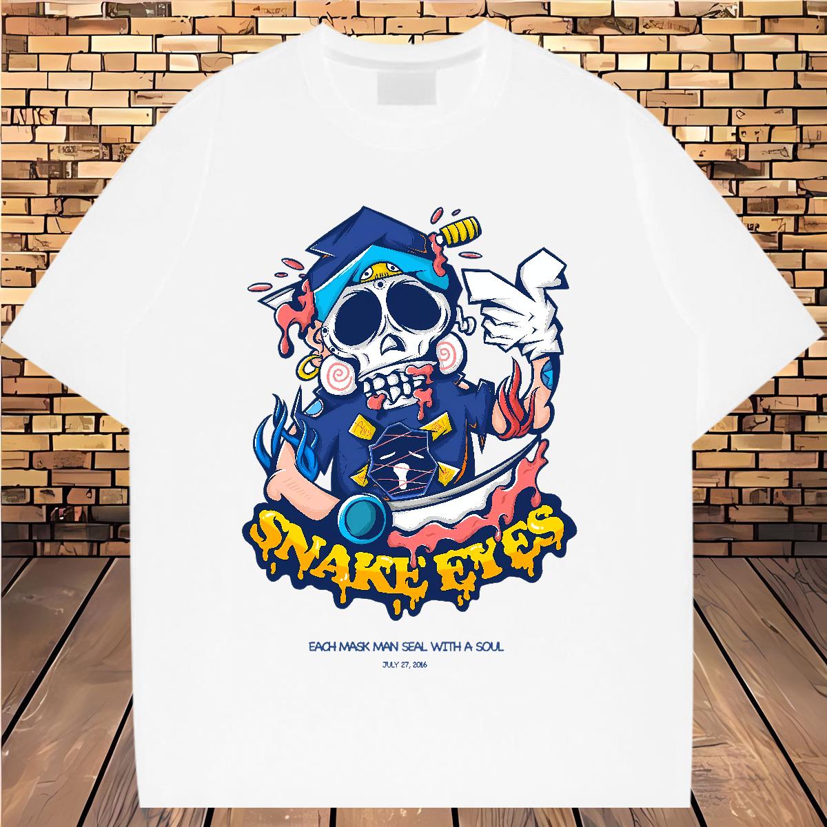 New Man T Shirts Skeleton 230g 100% Cotton Skull Summer Casual Men Clothes T-Shirt Crew Neck Cotton Wholesale