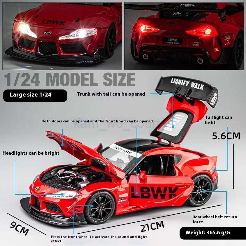 1/22 Scale Toyota Supra Alloy Racing Car Model Diecast Sound Light Car Shop Exhibition Decorations Collect Ornaments GiftboxM240717