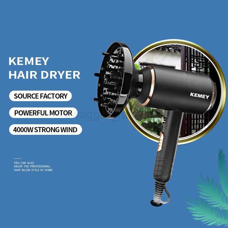 KEMEY KM-8896 Three-Gear Adjustable Automatic Thermostat Tail Hook 1300w Black Cold Hot Big Power Salon Professional Hair DryerBkl240717