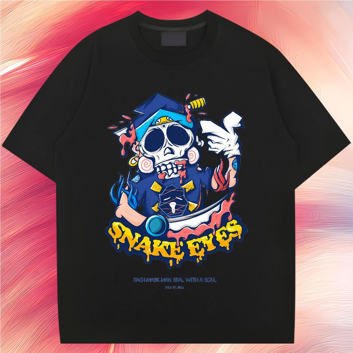 New Mens T Shirts Skeleton 230g 100% Cotton Custom Printed Street Casual Men Tshirts Crew Neck Cotton Breathable Unisex