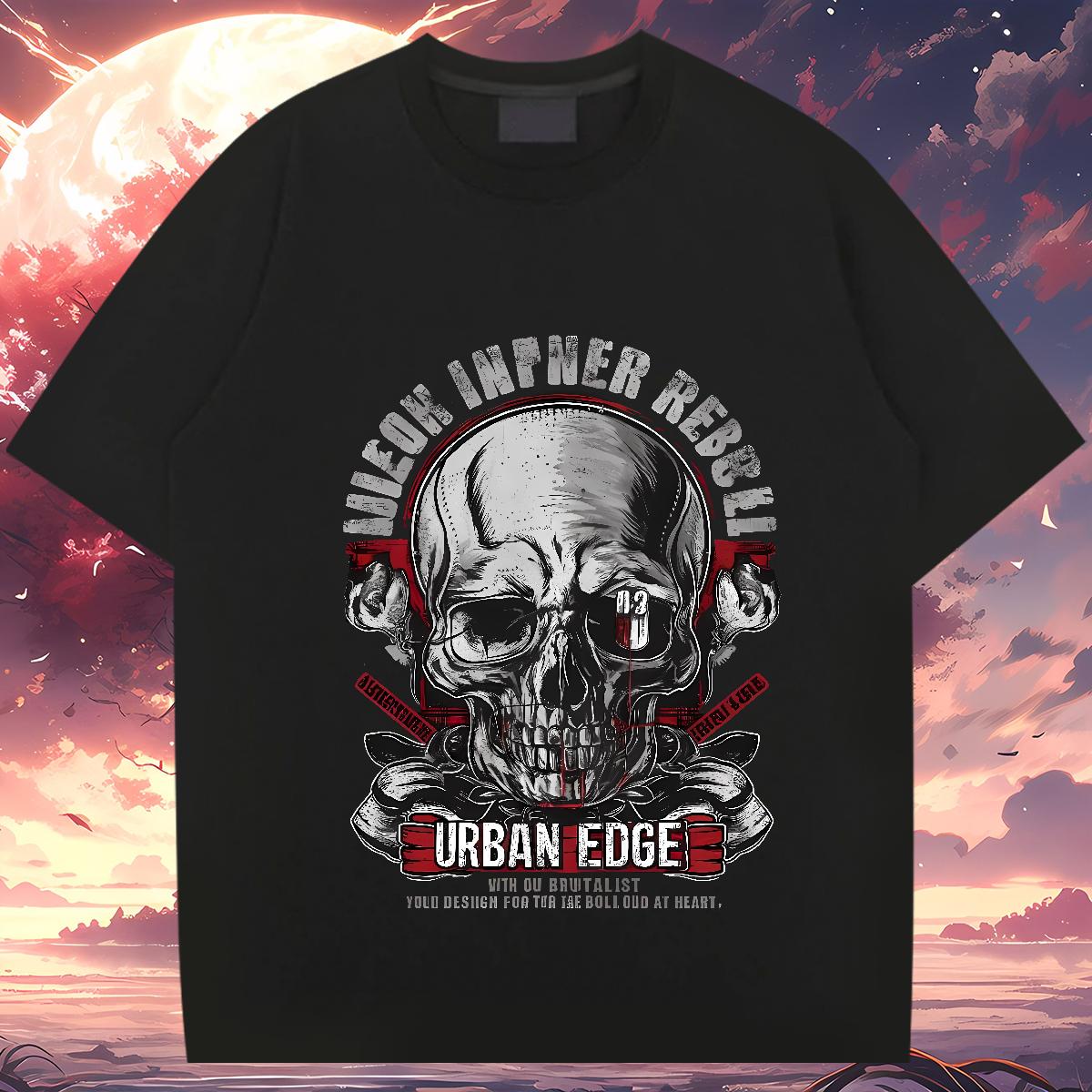 Loose Men Tops Tees Skeleton 100% Cotton 230g Cotton O Neck Short Sleeves Summer Casual T shirt Custom Printed New Designer Tshirts