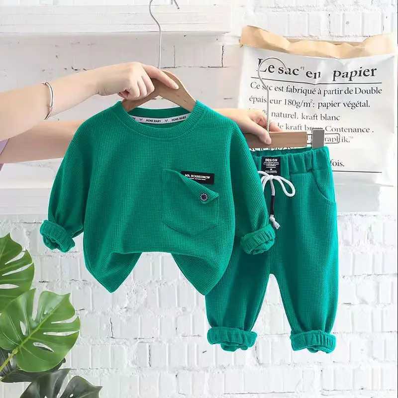 Clothing Sets Boys Spring And Autumn Set 2023 New Korean Edition Fashionable Baby Long sleeved Sweater Baby Clothes Two Piece Set Kids Outfits