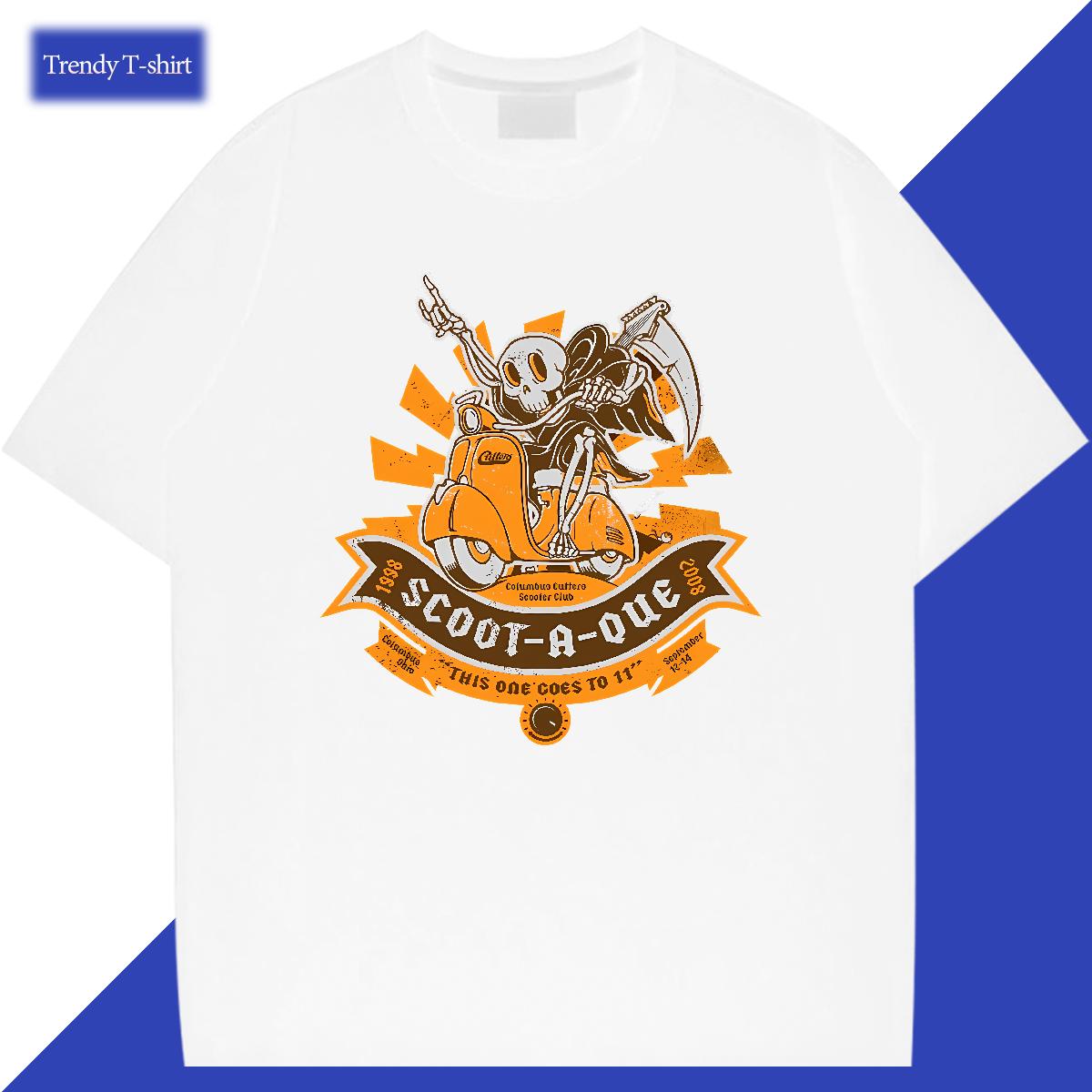 2024 Designer T-Shirts Skeleton 230g Cotton Cartoon Printing S-4XL Mens Tshirts High Street Hip Hop Cotton Breathable Soft Popular Tee Shirt