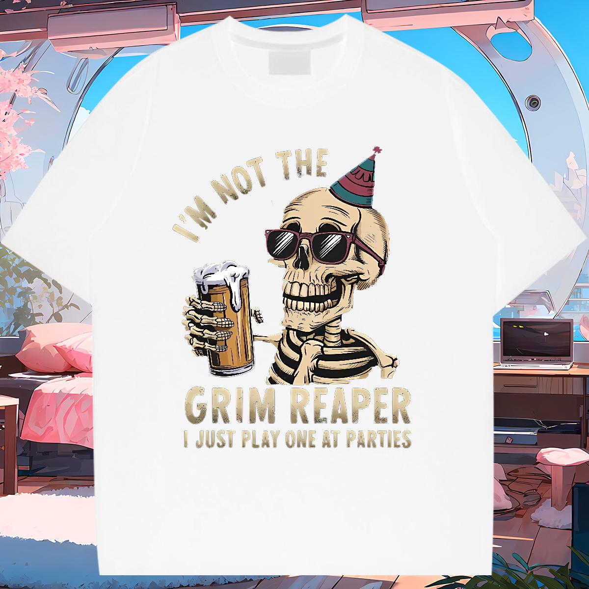 Loose Mens T Shirts Skeleton 100% Cotton 230g Anime Printing Street Short sleeve Cotton Soft Tshirt for Man Woman 2024 Designer DIY Anime Wear