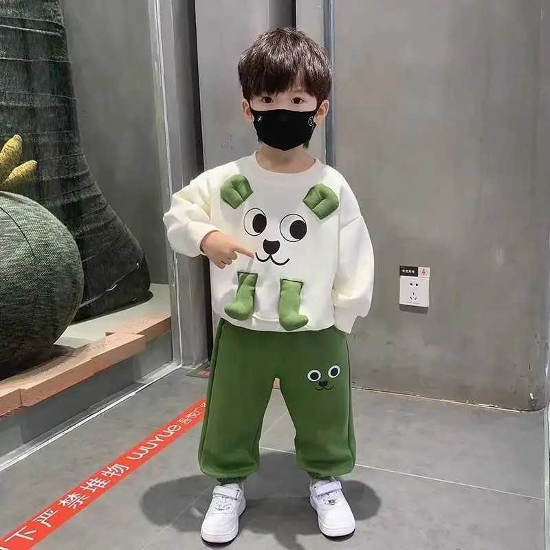 Clothing Sets Kids Boys Spring And Autumn Sweater Set 2023 New Fashionable Boys Clothes Childrens Cartoon Casual Two Piece Set For Boys