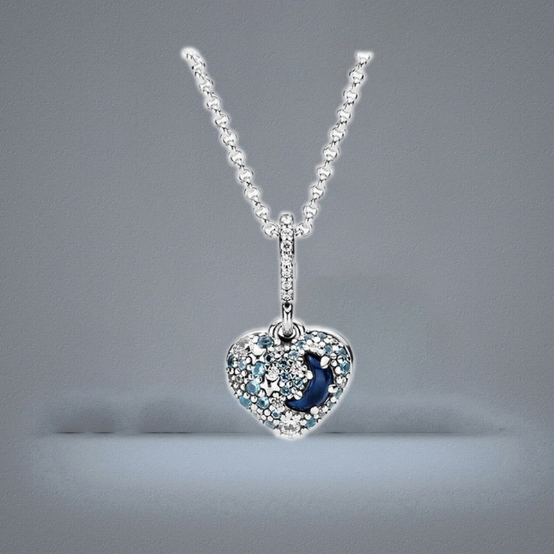 Designer Jewelry 925 Silver Necklace heart Pendant fit P Couple Pumpkin Car New Product Blue Moon love Necklaces European St