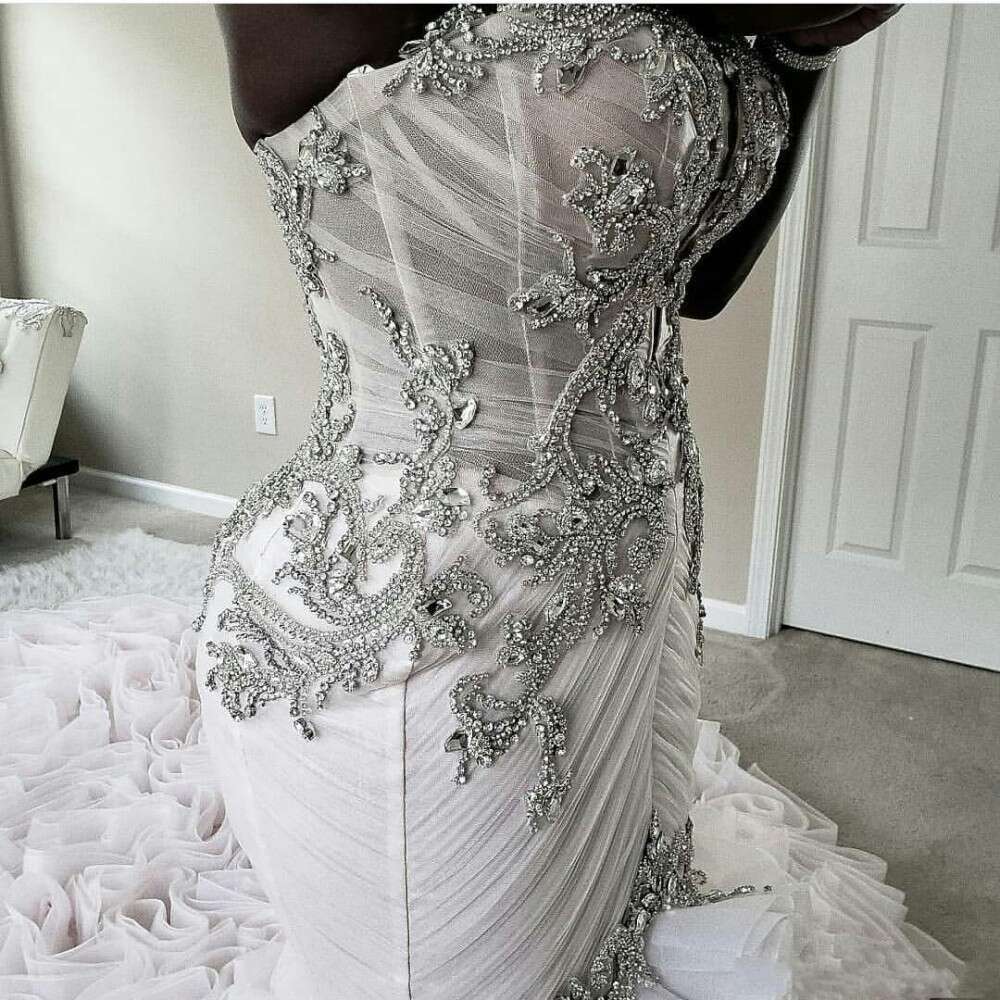 South African Mor Beading Dresses Tiered Skirts Long Bridal Gowns Lace Up Vintage Mermaid Wedding Dress