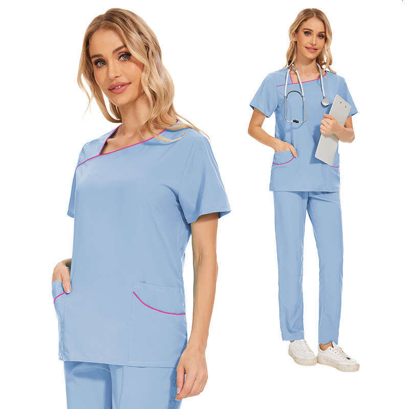Designer Two Piece Set Women Zip Up Scrubs for Women Uniform New Arrival Long Show Thinness High Elasticity French Popular Temperament Novelty Waist