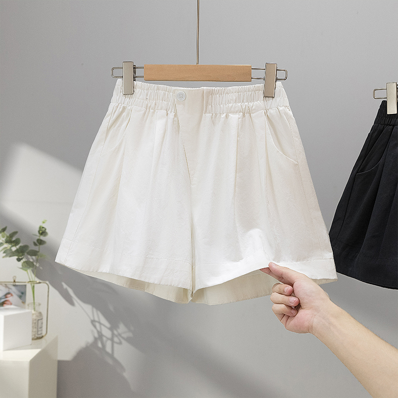 Large size pure cotton flower bud shorts women's summer loose wide leg Korean version casual high elastic waist hot pants
