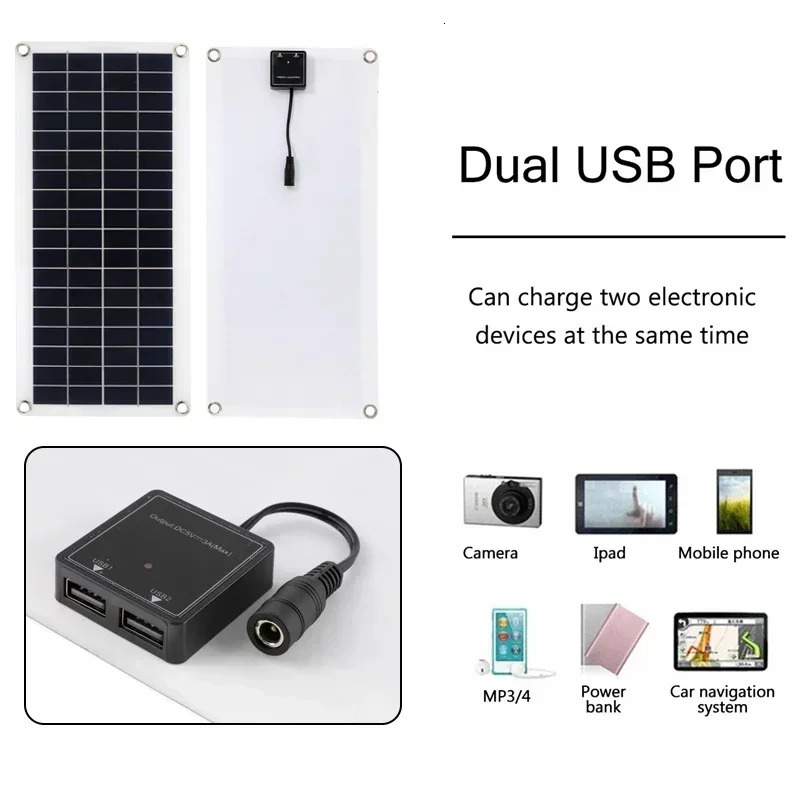 20W1000W Solar Panel 12V Cell 100A Controller for Phone RV Car MP3 PAD Charger Outdoor Battery Supply Camping 240711