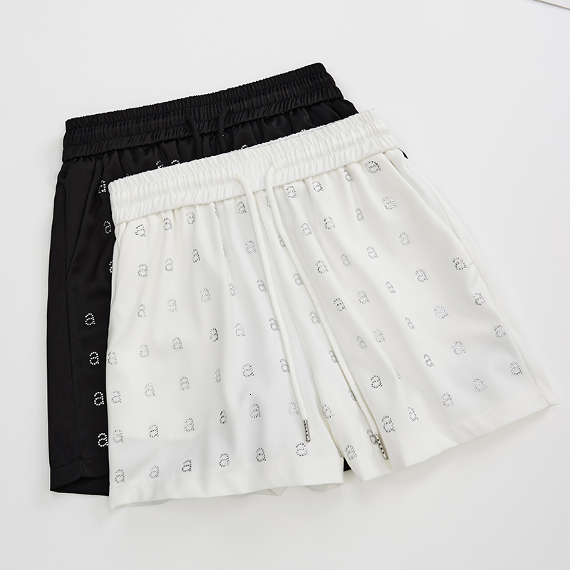 Lighing Delivery Acetic Acid Diamond Casual Wide Leg Shorts for Women 2024 Summer New Loose High Waist slimming A-line Hot Pants